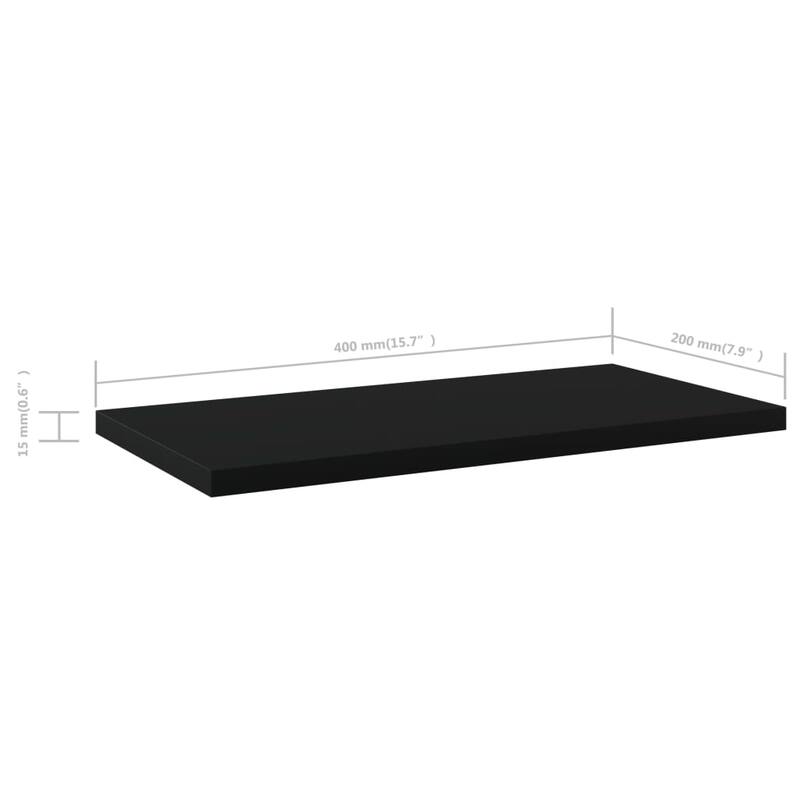 vidaXL Bookshelf Boards 8 pcs Black 15.7"x7.9"x0.6" Chipboard