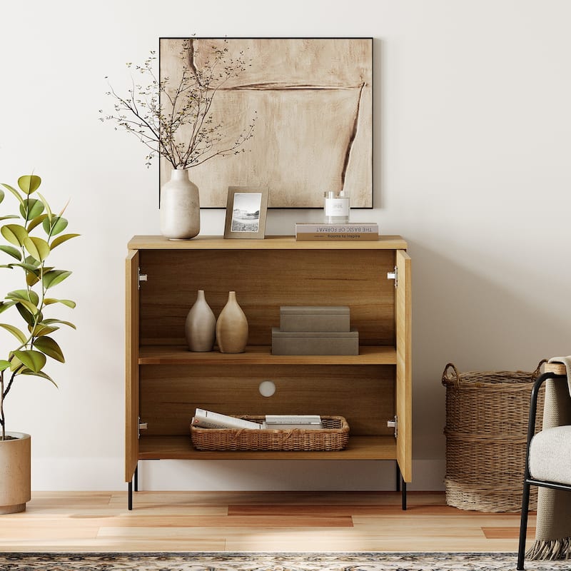 94.5" Modern Reeded 4-Door Sideboard With Charging, 4-In-1 Wooden Credenza Storage Cabinet