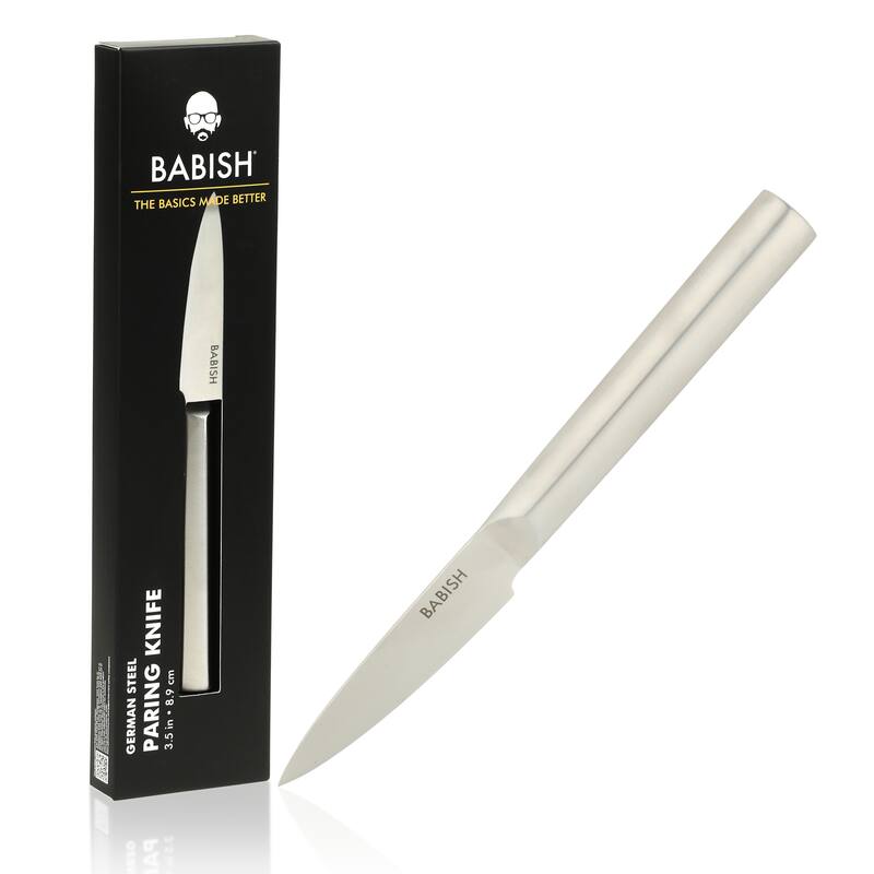 Babish 1.4116 German 3.5-inch Stainless Steel Paring Knife-Kitchen Knife for Peeling, Trimming & Prep Work, - Silver