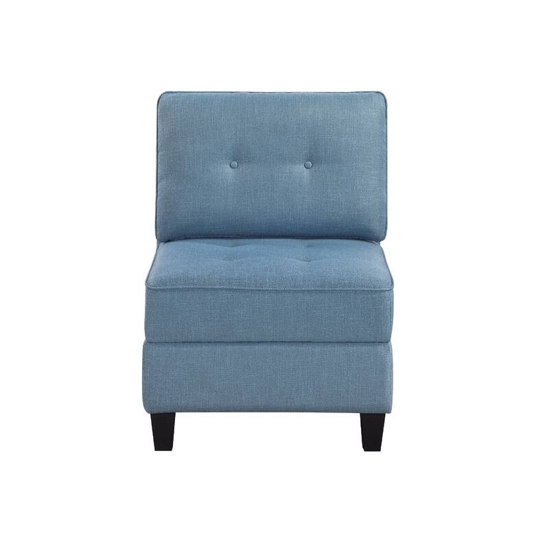 Gey Modular Storage Accent Armless Chair, Tufted Blue Upholstery