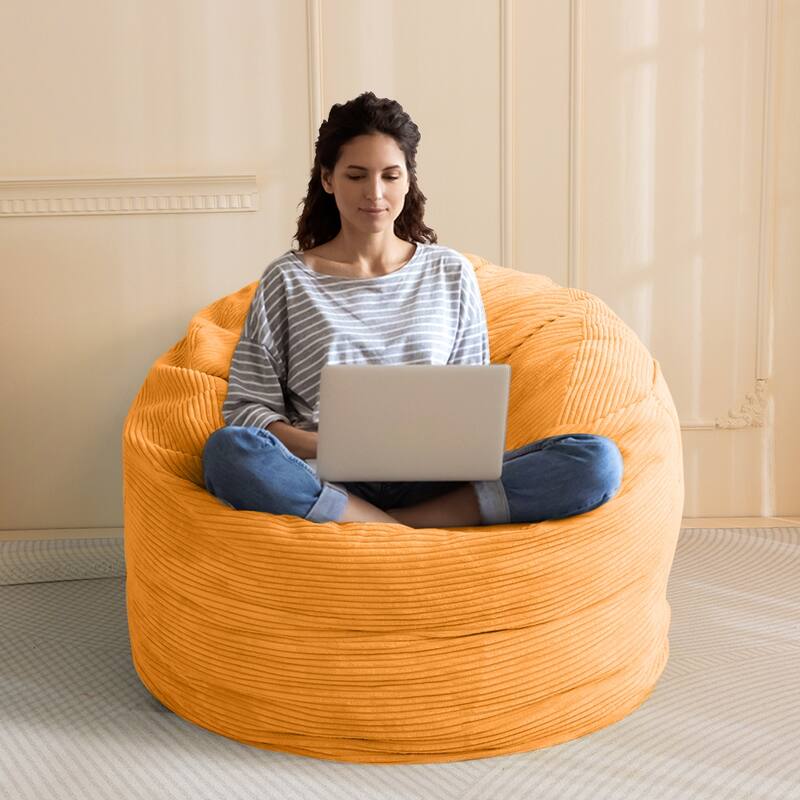 Giant Bean Bag, Corduroy Convertible Beanbag Folds from Lazy Chair to Floor Mattress Bed