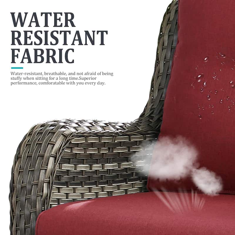 Outdoor Swivel Rocker Wicker Patio Chairs Set of 3