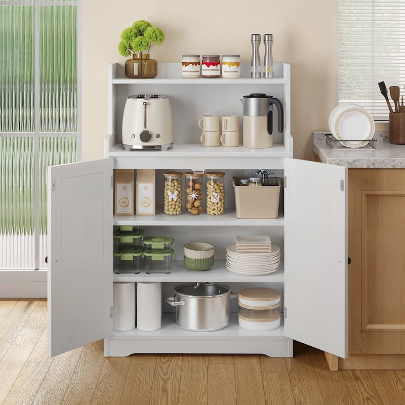 40" H Bathroom Storage Cabinet, Freestanding Organizer with 2 Doors, 2 Adjustable Shelves