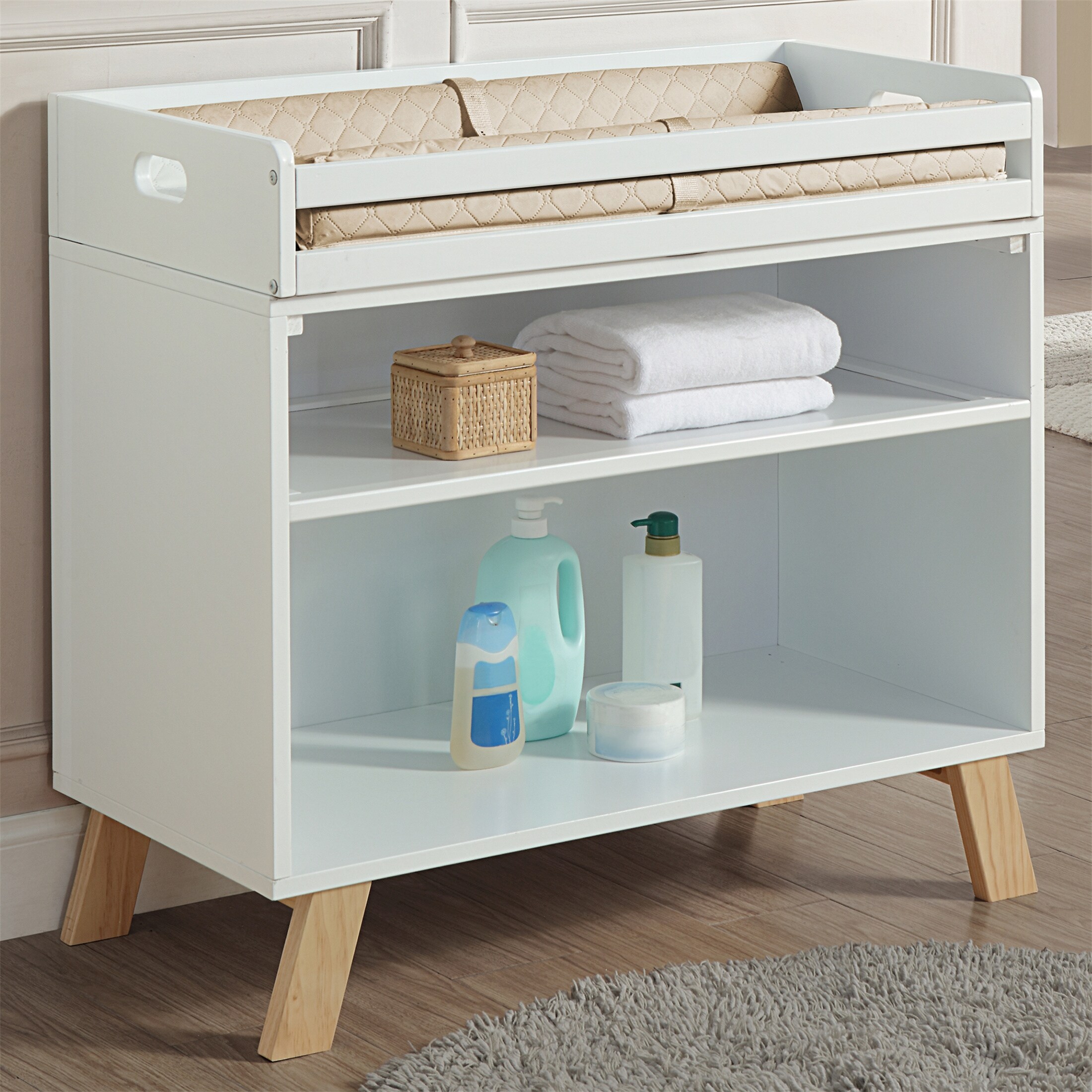 Multi Purpose Changing Table White Natural