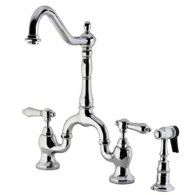 Heirloom Bridge Kitchen Faucets with Brass Sprayer