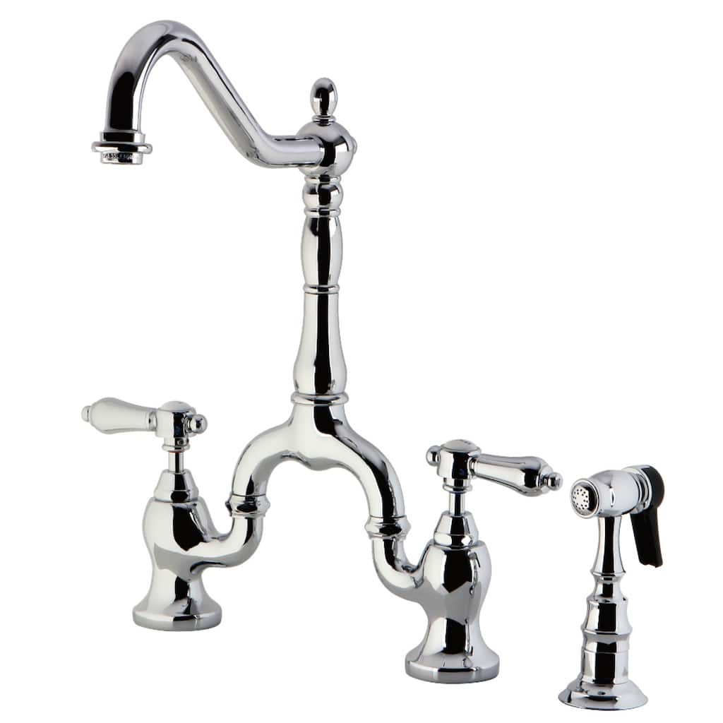 Kingston Brass Heirloom Bridge Kitchen Faucets with Brass Sprayer