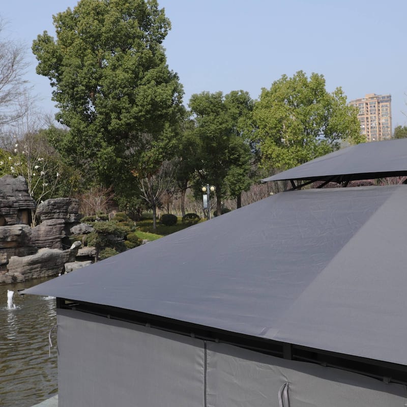 13x10 FT Outdoor Large Patio Shade Canopy with Ventilated Double Roof and Detachable Mesh Cover