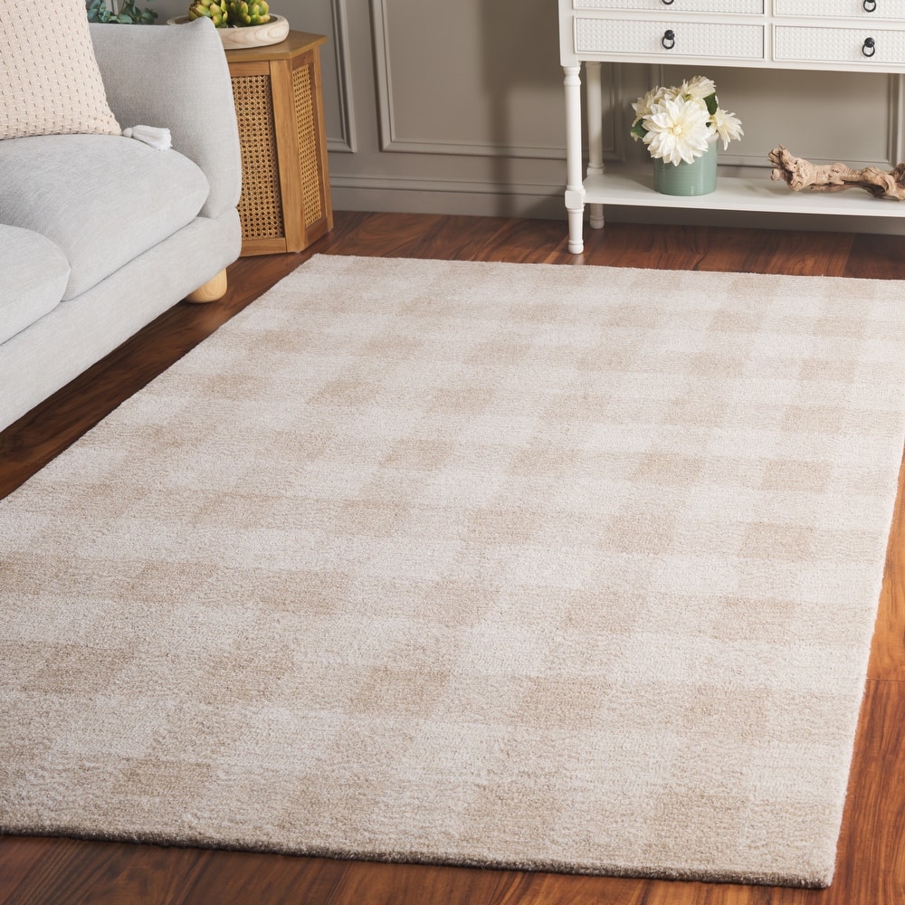 SAFAVIEH Handmade Genre Majlinda Farmhouse Gingham Wool Rug