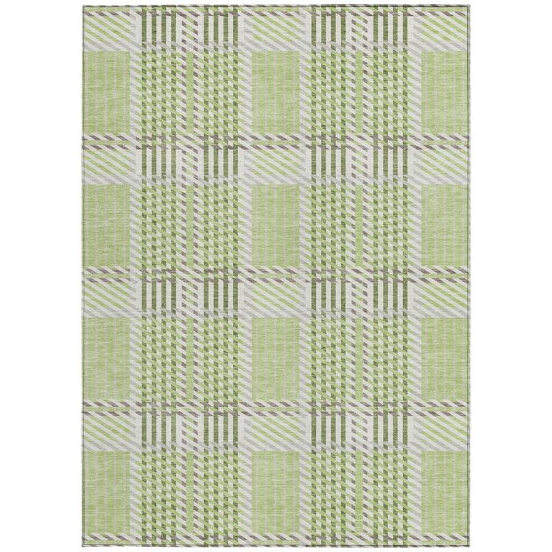 HomeRoots Plaid Transitional Rectangle Outdoor Rug