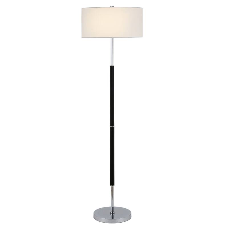 61-Inch Two Light Floor Lamp with Frosted Glass Drum Shade for Living Room
