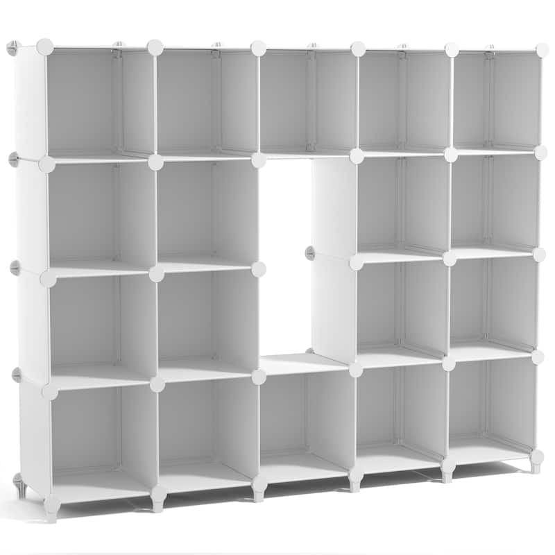 Sorbus Cube Storage Organizer – Waterproof Cubby Shelf for Closet, Toys, Books, Shoes, Décor – Space-Saving Bookshelf - 18 Pack - White