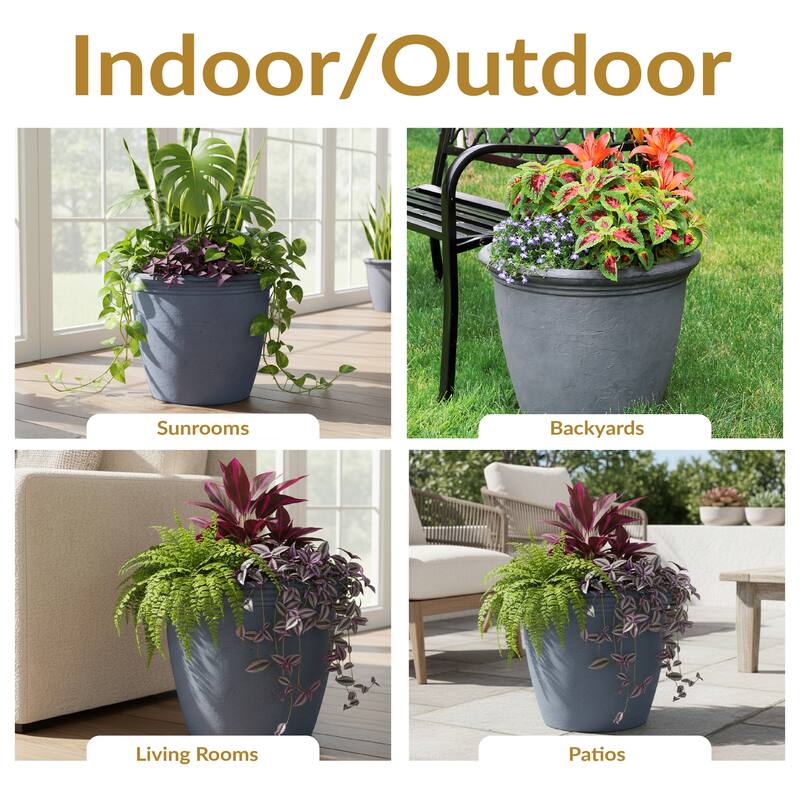 Sunnydaze Anjelica Outdoor Flower Pot Planter - 20-Inch - 2-Pack