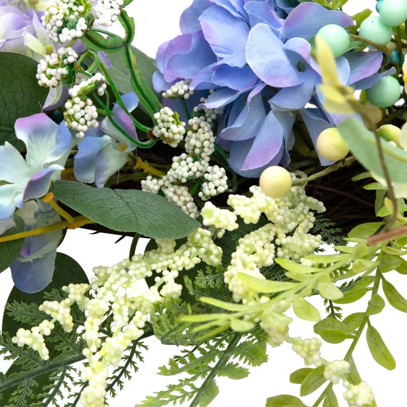 Eucalyptus, Hyacinths and Hydrangea Fern Spring Wreath - 26"