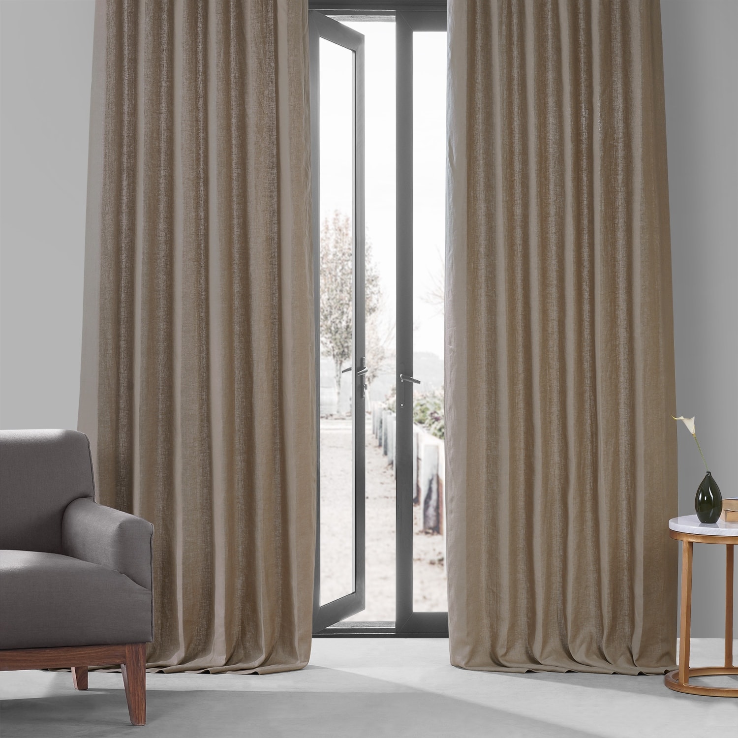 Rodin French Linen Biege  280cm/108" Wide Curtain Fabric 