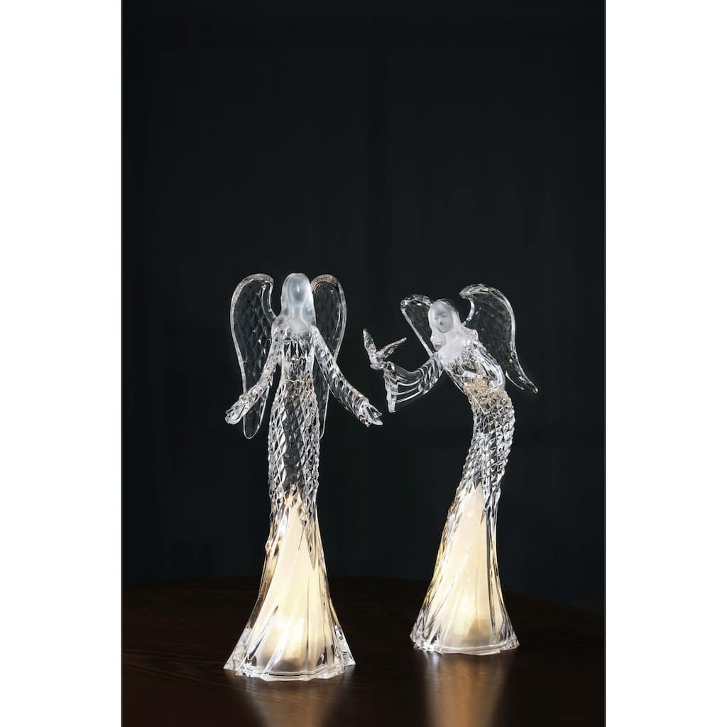 Pre-Lit Angel Figurine Christmas Decorations - 12" - Clear - Set of 4