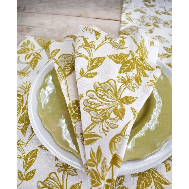 French Home Set of 4 Honeysuckle Napkins - Chartreuse
