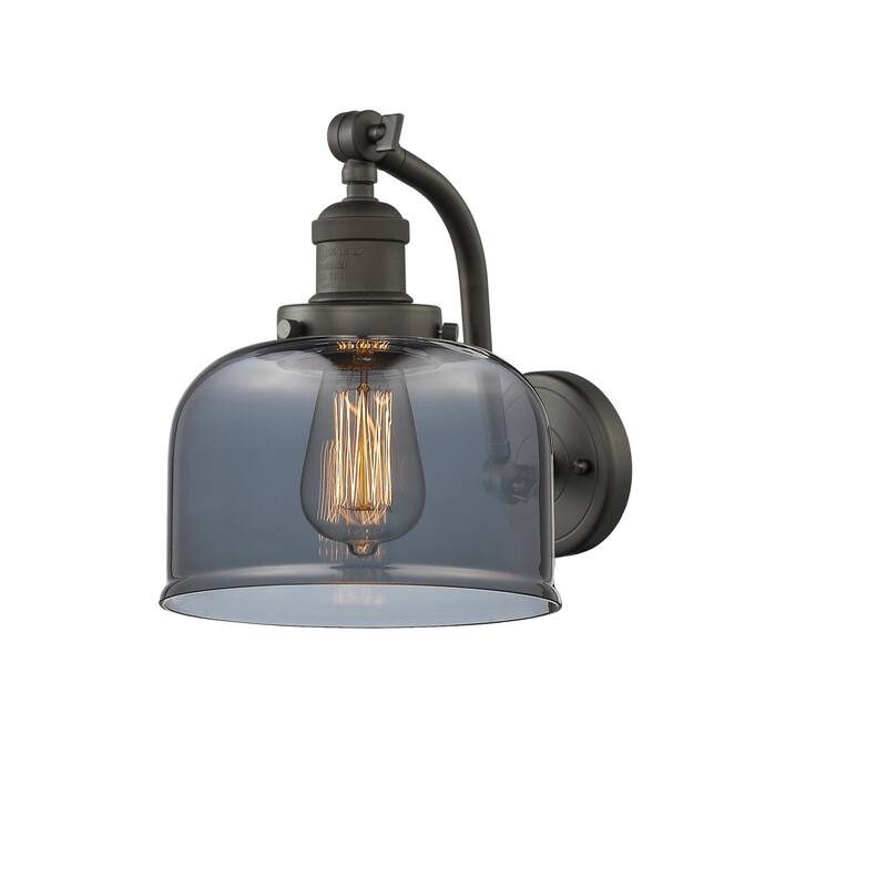 Innovations Lighting Large Bell Single Light 12" Tall Bathroom Sconce - Oiled Rubbed Bronze / Smoked