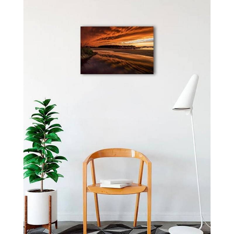 Summer Beach Sunset Reflection Photography by Wayne Collamore Art Poster - Print On Demand - 18 x 24 Inch