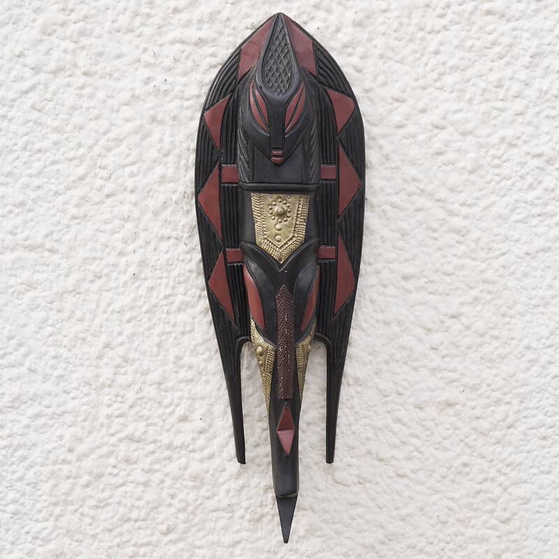 Novica Handmade African Fish Akan Wood Mask