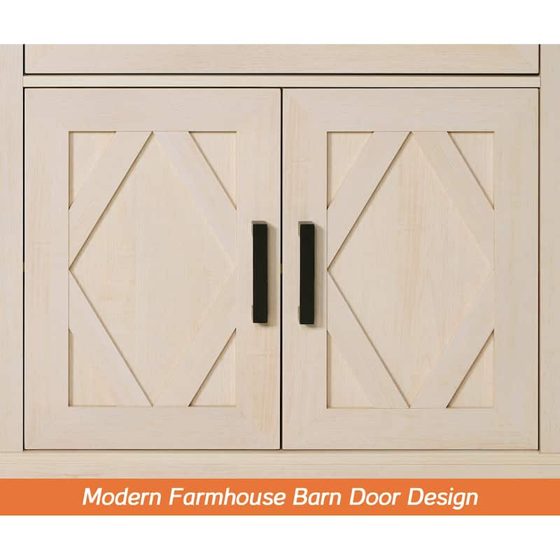 Large TV Stand,3/4-in-1 Farmhouse TV Console Table with Storage Barn Door Cabinet
