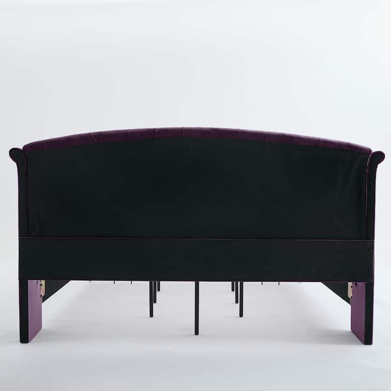 Christopher Knight Home - Larkswood Velvet Upholstered King Size Bed Frame with Wingback Headboard