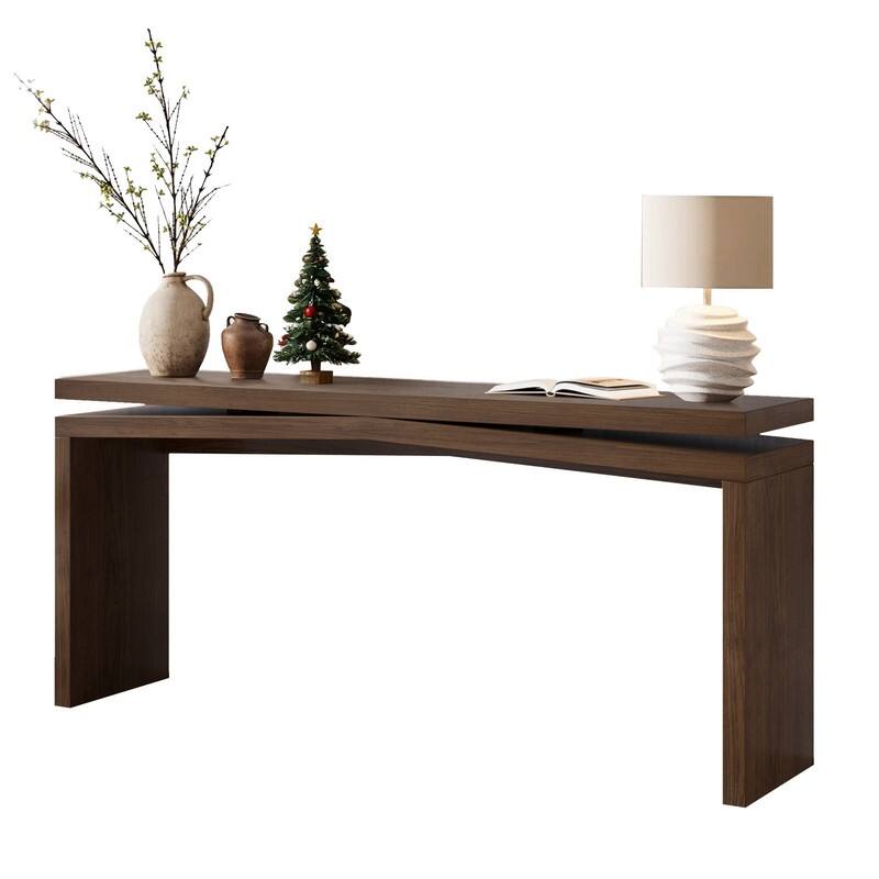 Rustic 65" Solid Wood Console Table for Farmhouse Entryway Living Room or Hallway Display Storage