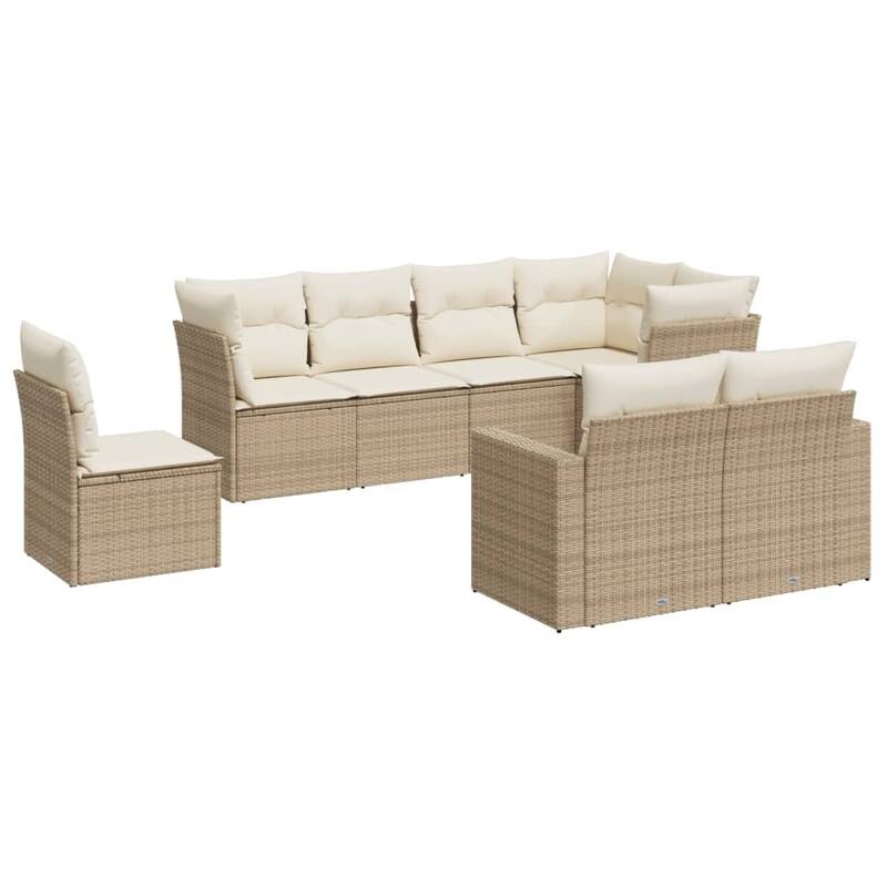 vidaXL Garden Sofa Set Beige PE rattan and powder-coated steel 8 Piece Set - 24.4 x 25.8 x 27.2