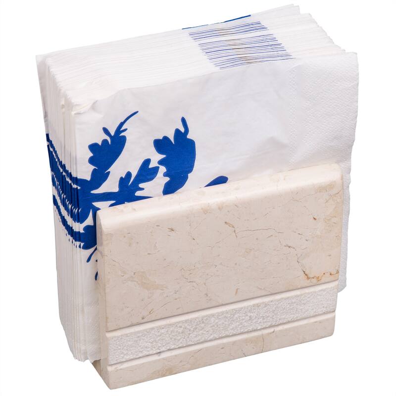 Creative Home Hard Carved Collection Natural Champagne Marble Napkin Holder