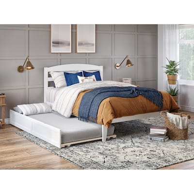 Full Size Platform Bed with Trundle & Charging Station - Modern Style Bedroom Furniture