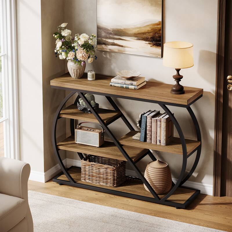 41.3" Industrial Console Table, 5-Tier Entryway Table with Shelves