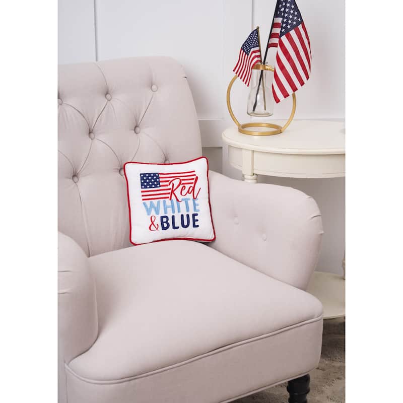 10" x 10" Patriotic "Red White & Blue" USA Flag Small/Petite Accent Pillow