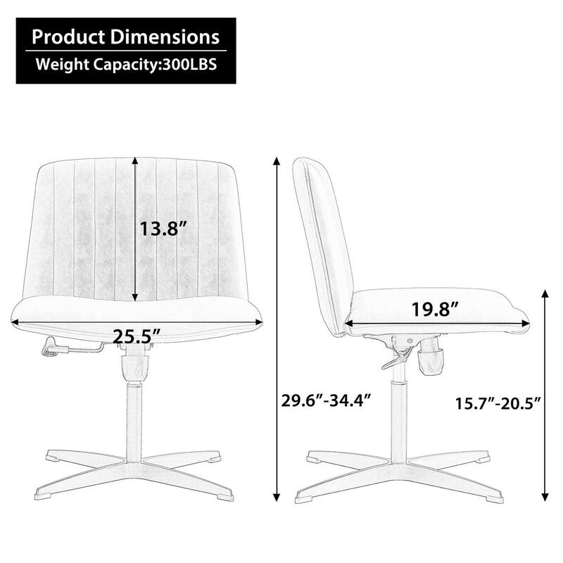 Home Office Chair Adjustable 360 °Swivel With Black Foot(No Wheels)