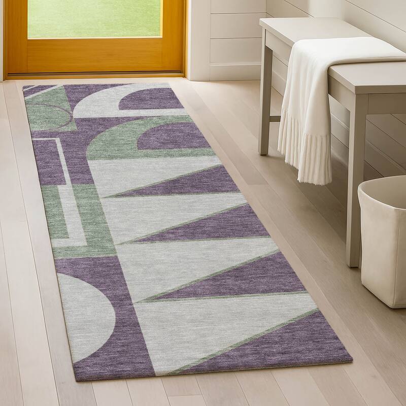 Machine Washable Indoor/ Outdoor Modern Crowley Chantille Rug