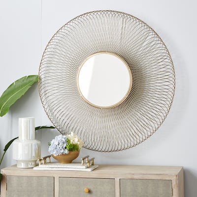 Gold Metal Starburst Room Wall Mirror - 40 x 4 x 40Round