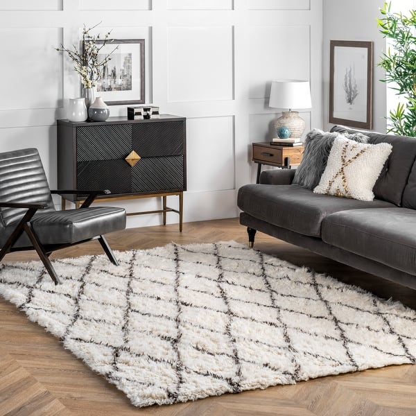 Brooklyn Rug Co Handmade Moroccan Trellis Wool Shag Rug - On Sale - Bed Bath & Beyond - 7508982