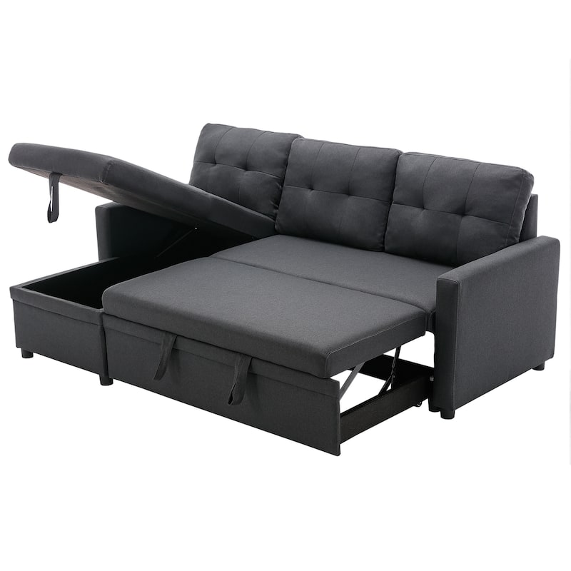 79" W L Shaped Reversible Convertible Pull Out Couch Bed Sleeper Sofa