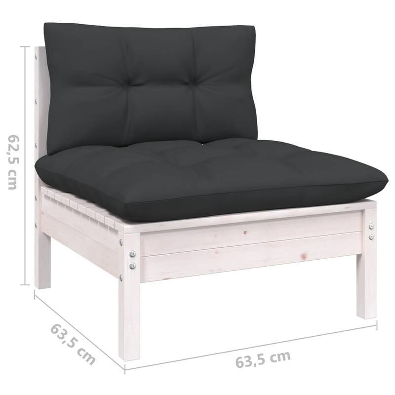 vidaXL Solid Pinewood Patio Lounge Set 11 Piece with Cushions Multi Colors
