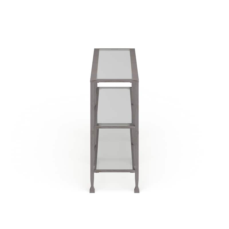 SEI Furniture Glenn Silver Metal and Glass Console Table