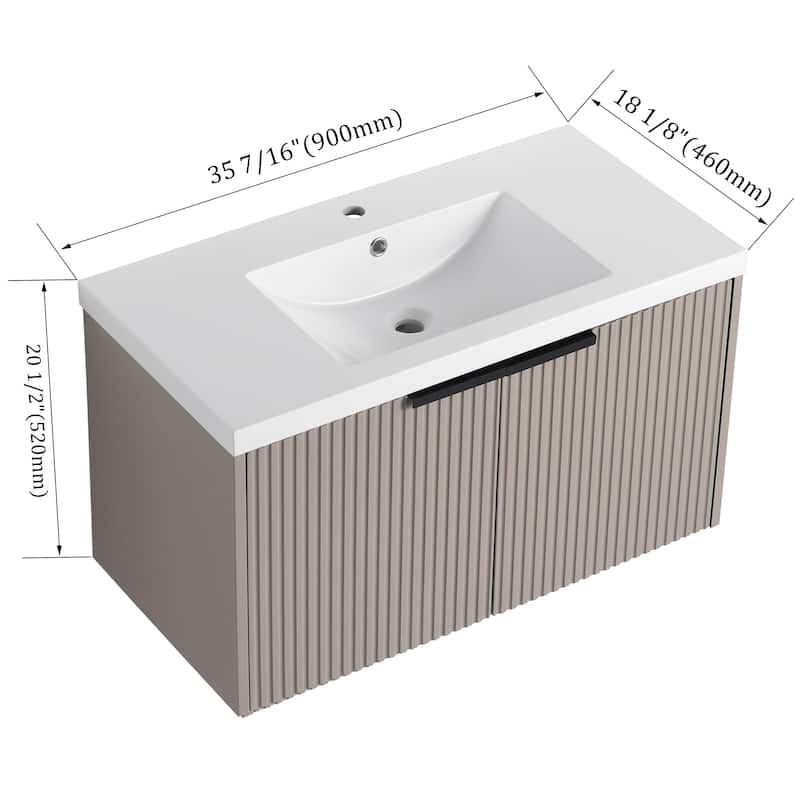 Beingnext 36"/48" Bathroom Vanity with Sink, Floating Bathroom Vanity with Soft Close Door