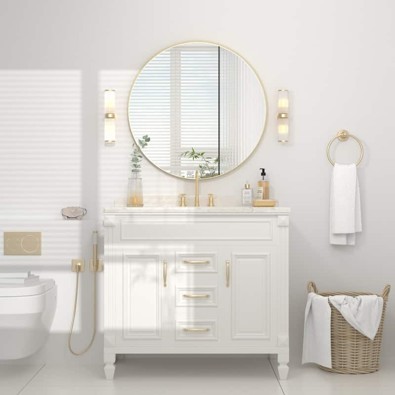 Modern Wall Mirrors, Round Mirror with Metal Framed, Bathroom Mirror with Round Corner Vanity Mirror Accent Mirror