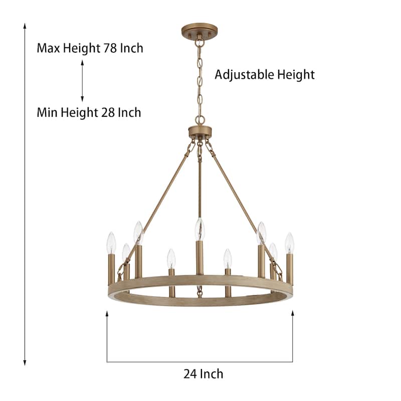 Acroma 9-light Modern Farmhouse Wagon Wheel Chandelier-UL Certified - N/A