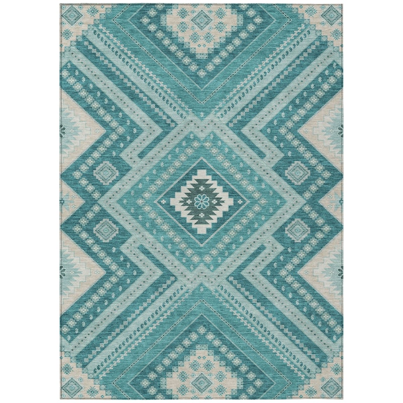 Machine Washable Indoor/ Outdoor Global Boho Chantille Rug
