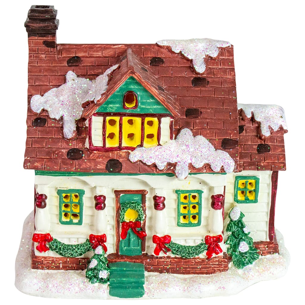 6.5" White LED Lighted Cottage House Christmas Village Decoration