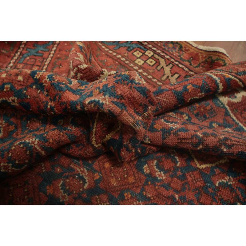 Hand Knotted Oriental 100% Wool Carpet Traditional Geometric Navy Blue & Blues Malayer Area Rug - 6' 8'' X 4' 4''