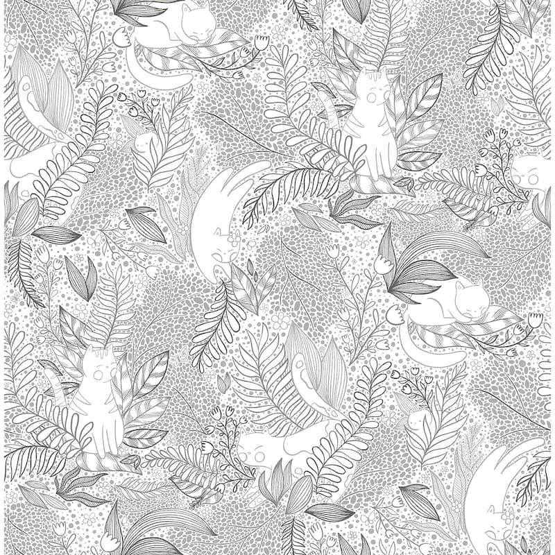 NuWallpaper Botanical Black Gato Garden Novelty Peel & Stick Wallpaper