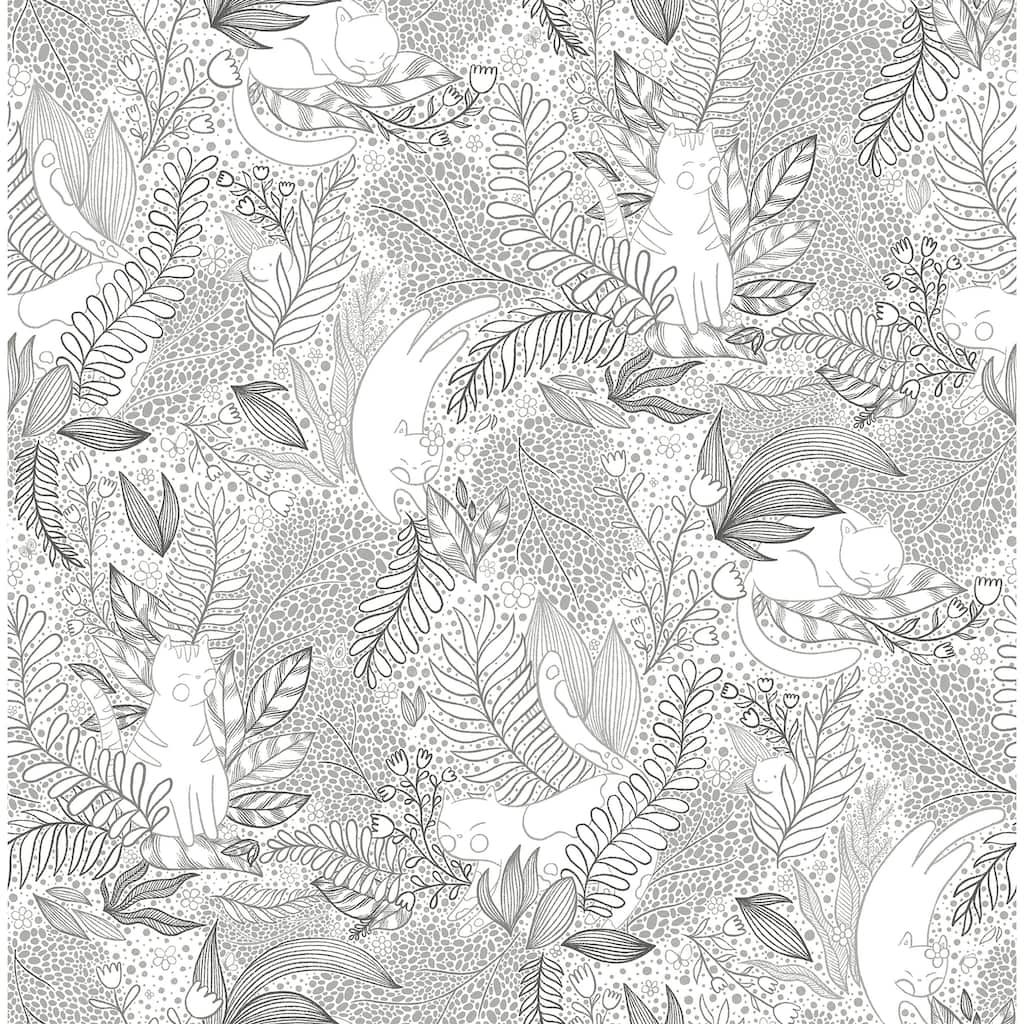 NuWallpaper Botanical Black Gato Garden Novelty Peel & Stick Wallpaper