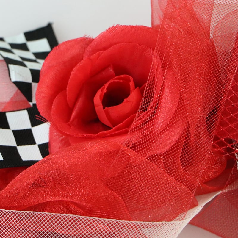 Fraser Hill Farm 20-In. Valentine's Day Ribbon Wreath w/Roses, Bows, Glitter Hearts, Festive Hanging Door, Wall Decoration