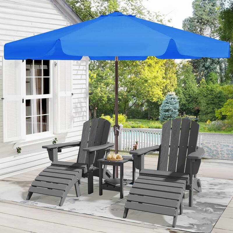 10ft Patio Market Umbrella with UV-Resistant and Sagging Edge Designed - Sapphire Blue