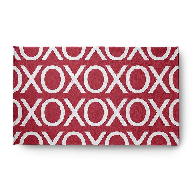 Hugs and Kisses Valentines Chenille Rug - Brick - 3' x 5'