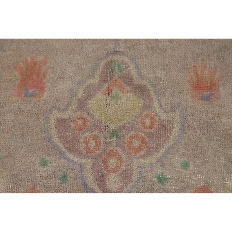 Distressed Brown Tabriz Persian Area Rug Hand-Knotted Wool Carpet - 9'8"x 12'11"